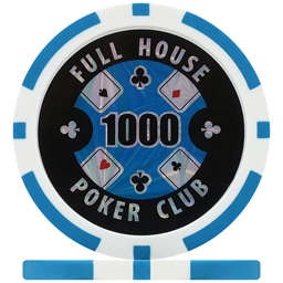 Full House Poker Club Poker Chips - Light Blue 1000