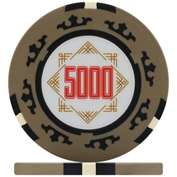 Three Colour Crown Poker Chips - Beige 5000