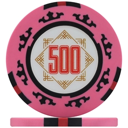 Three Colour Crown Poker Chips - Pink 500