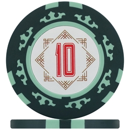 Crown Numbered Poker Chips - Green 10
