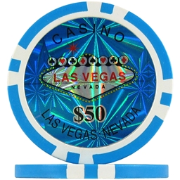 Light Blue $50 (Roll of 25) - Las Vegas Casino Poker Chips