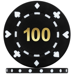 High Quality Suited Numbered Poker Chips - Black 100