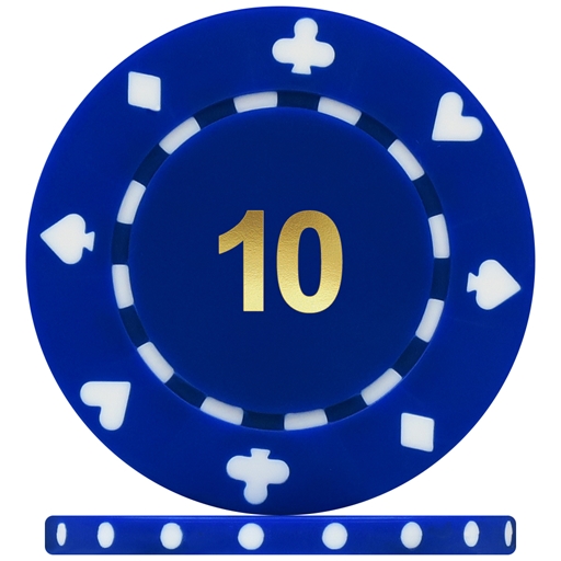High Quality Suited Numbered Poker Chips - Blue 10