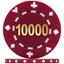 High Quality Suited Numbered Poker Chips - Burgundy 10000