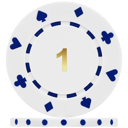 High Quality Suited Numbered Poker Chips - White 1