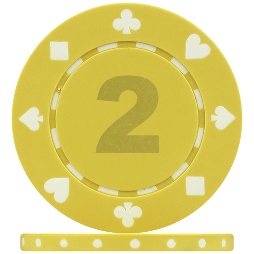 Suited Numbered Poker Chips Yellow 2