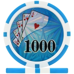 Ying Yang Laser Poker Chips - Light Blue 1000