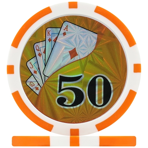 Ying Yang Laser Poker Chips - Orange 50