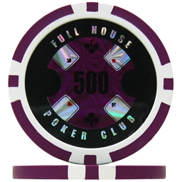 Full House Poker Club Poker Chips - Purple 500 (Roll of 25)
