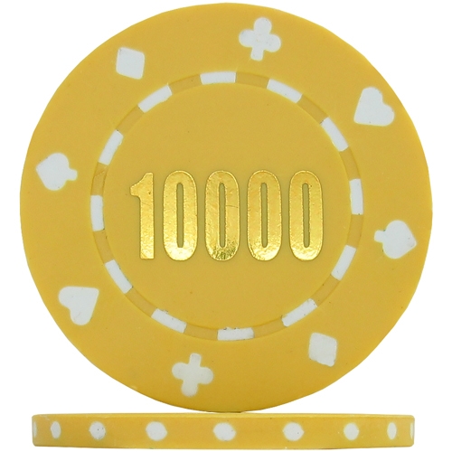 Budget Suited Numbered Poker Chips - Yellow 10000 (Roll of 25)
