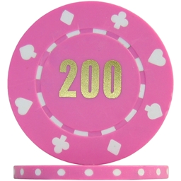 Budget Suited Numbered Poker Chips - Pink 200 (Roll of 25)