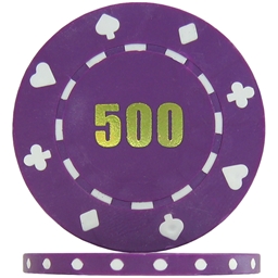 Budget Suited Numbered Poker Chips - Purple 500 (Roll of 25)